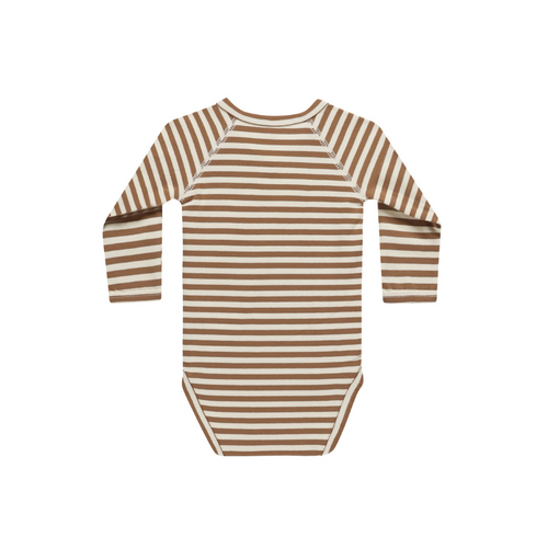 Quincy Mae - Side Snap Bodysuit | Cinnamon Stripe