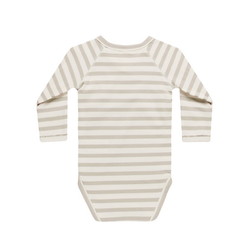 Quincy Mae - Side Snap Bodysuit | Grey Stripe