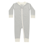 Quincy Mae - Zip Longsleeve Sleeper | Blue Micro Stripe