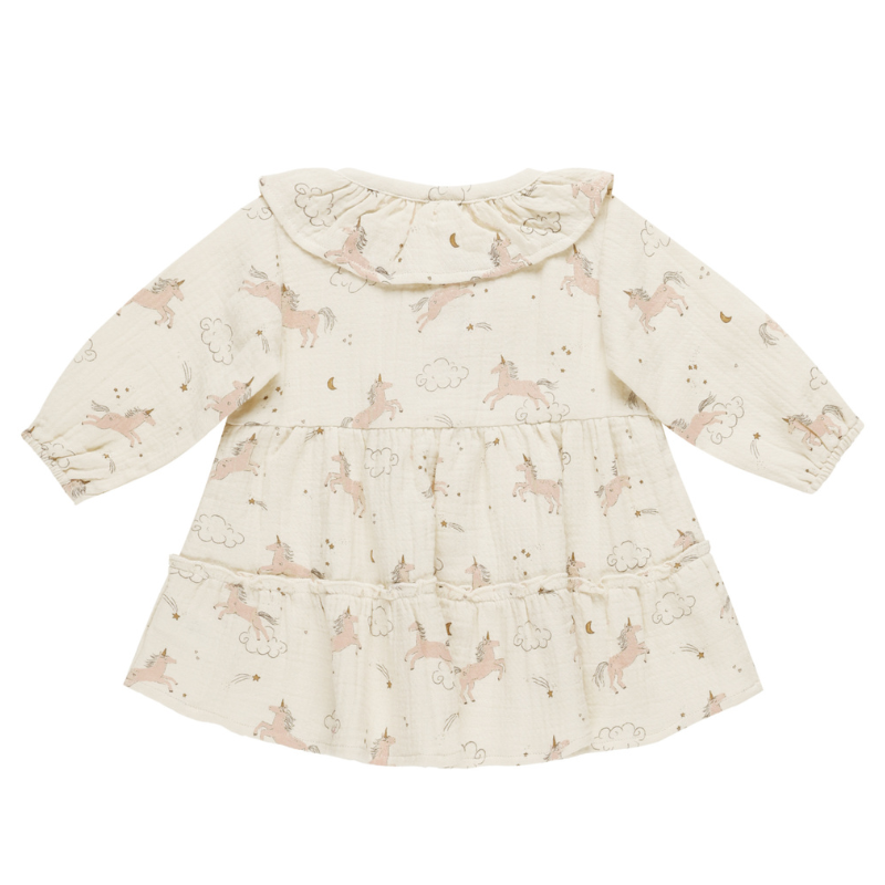 Quincy Mae - Ruffle Colar Button Dress | Unicorns