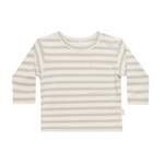 Quincy Mae - Long Sleeve Pocket Tee | Grey Stripe