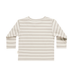 Quincy Mae - Long Sleeve Pocket Tee | Grey Stripe