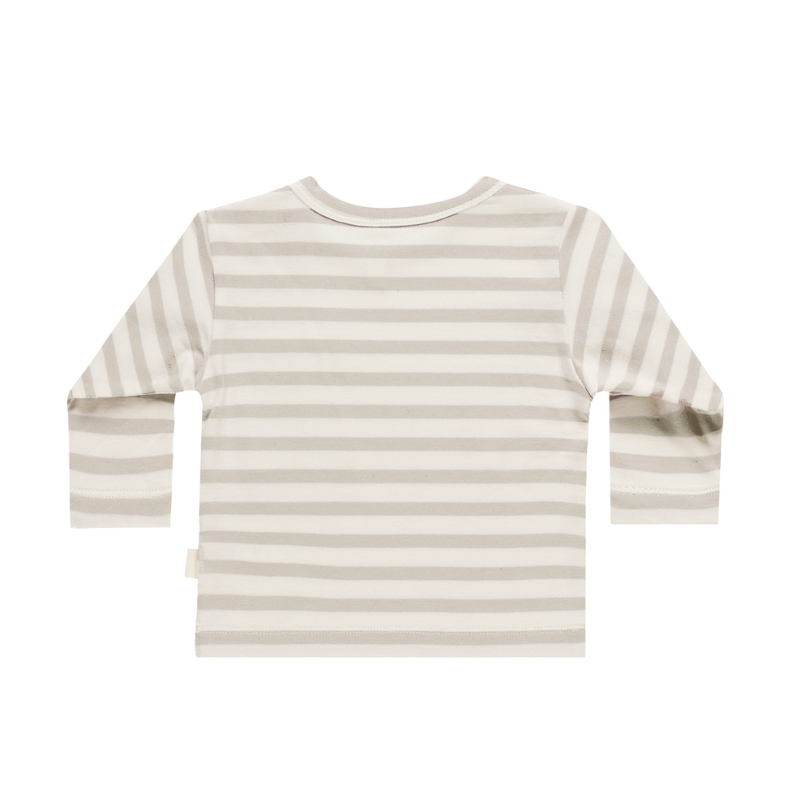 Quincy Mae - Long Sleeve Pocket Tee | Grey Stripe