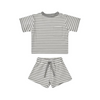 Quincy Mae - Tee + Short Set | Lagoon Stripe